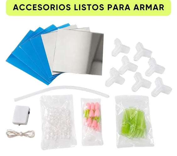 Caja de Tulipanes Infinitos LED DIY para Armar | Cubo Decorativo con Luces