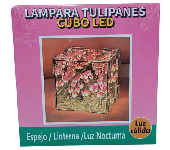 Caja de Tulipanes Infinitos LED DIY para Armar | Cubo Decorativo con Luces