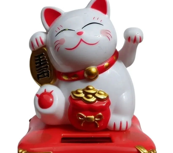Gato de la Suerte Solar Maneki Neko Japonés