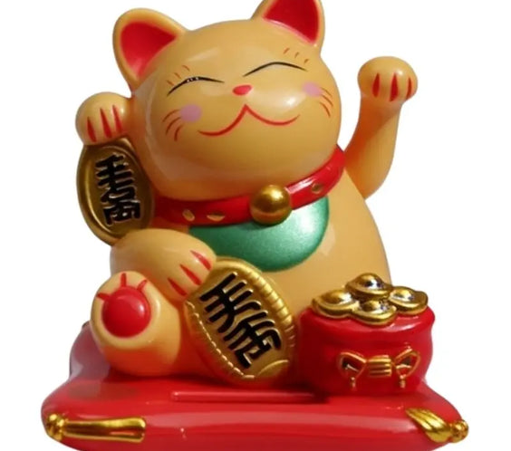 Gato de la Suerte Solar Maneki Neko Japonés